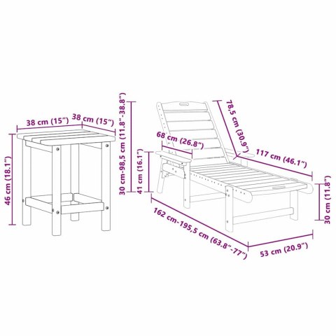 Zestaw leżaków ogrodowych 3 Części Granatowy HDPE