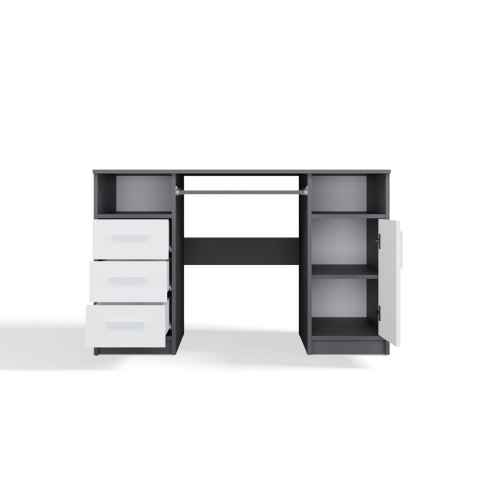BIURKO DELTA ANTRACYT / BIAŁY 120 Cm 3 Szuflady Szafka Półki Do Biura Pokoju Na Laptop