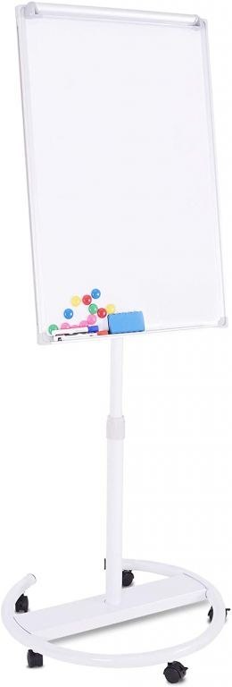 Tablica flipchart na kółkach, biała, 60 x 90 cm