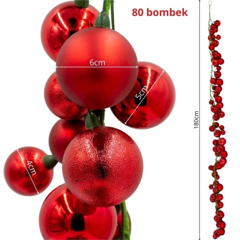 GAŁĄZKA GIRLANDA Z OWOCÓW CZERWONEJ JARZĘBINY 180CM MICA