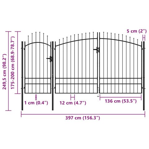 Brama ogrodzeniowa, stalowa, 2,45 x 4 m, czarna