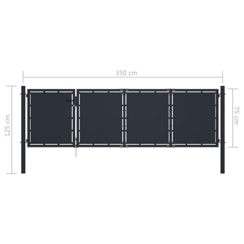 Brama ogrodzeniowa, stalowa, 350 x 75 cm, antracytowa