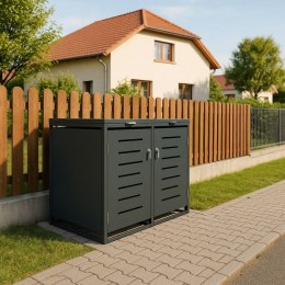Metalowy schowek na 2 kosze na śmieci, antracyt 132×116×80cm