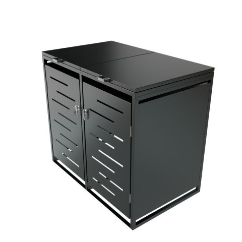 Metalowy schowek na 2 kosze na śmieci, antracyt 132×116×80cm