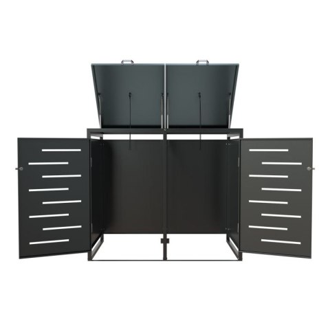 Metalowy schowek na 2 kosze na śmieci, antracyt 132×116×80cm