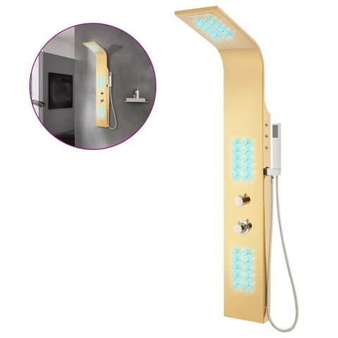 Panel prysznicowy, stal nierdzewna 201, złoty, zakrzywiony