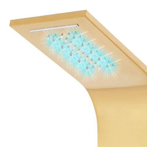 Panel prysznicowy, stal nierdzewna 201, złoty, zakrzywiony