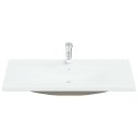 Umywalka wpuszczana z baterią, 101x39x18 cm, ceramiczna, biała