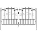 Brama ogrodzeniowa z włócznią, czarna, 305x150 cm, malowana proszkowo, stal