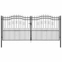 Brama ogrodzeniowa z włócznią, czarna, 406x175 cm, malowana proszkowo, stal