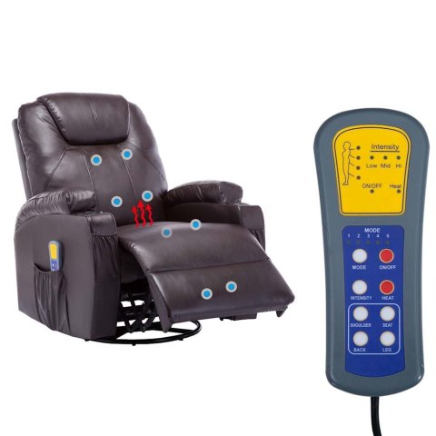 Bujany fotel do masażu, brązowy, sztuczna skóra