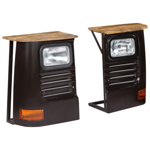 Szafka inspirowana ciężarówką, lite drewno mango, szara