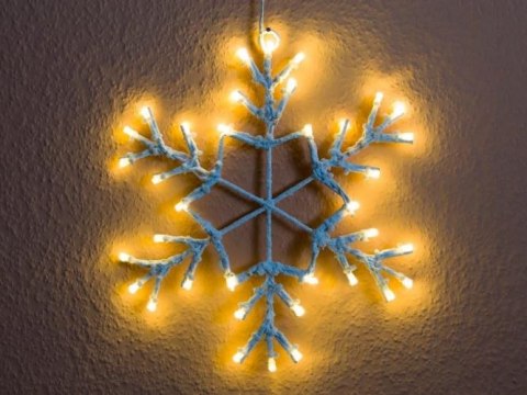 Świąteczna LED dekoracja - płatek śniegu, 30 cm, ciepła biel