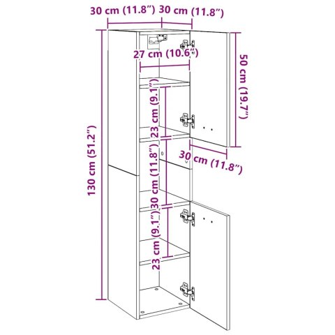 Szafka łazienkowa, przydymiony dąb, 30x30x130 cm