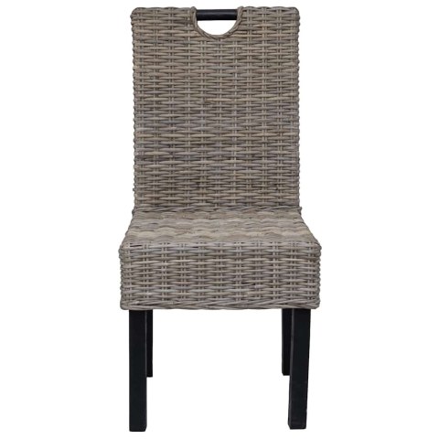 Krzesła do jadalni, 6 szt., rattan Kubu i drewno mango