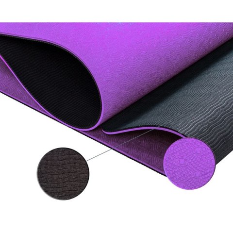 Mata do jogi fitness antypoślizgowa 190×100×0,6cm, fioletowa
