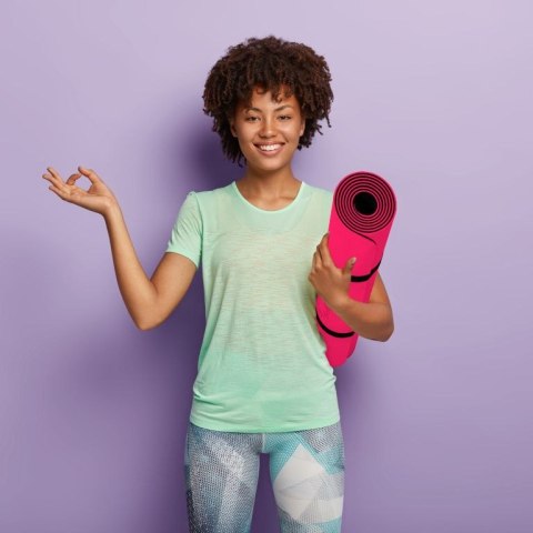 Mata do jogi fitness antypoślizgowa 190×100×0,6 cm, różowa