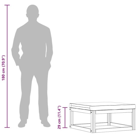 Podnóżek z ciemnoszarą poduszką, lite drewno akacjowe