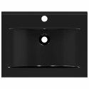 Umywalka prostokątna z otworem na kran, czarna, 60 x 46 cm