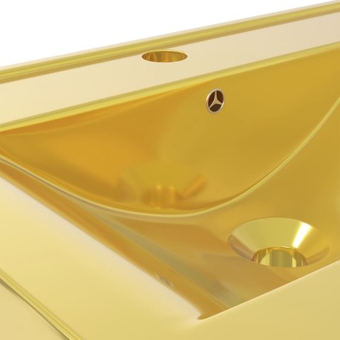 Umywalka z przelewem, 60 x 46 x 16 cm, ceramiczna, złota