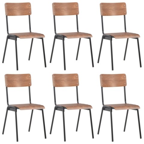 Krzesła do jadalni, 6 szt., brązowe, sklejka