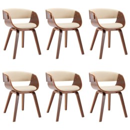 Krzesła do jadalni, 6 szt., kremowe, gięte drewno i ekoskóra