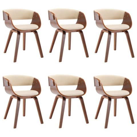 Krzesła do jadalni, 6 szt., kremowe, gięte drewno i ekoskóra