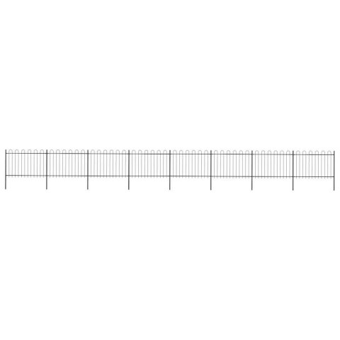 Ogrodzenie ogrodowe z obręczą stalową 1426x120 cm, czarne