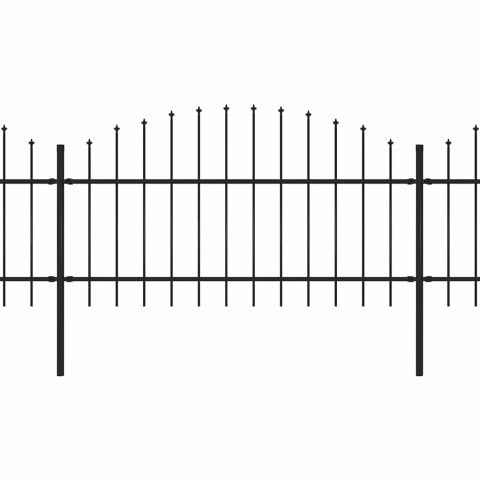 Ogrodzenie ogrodowe z włócznią, stalowe, 1070 x 125 cm, czarne