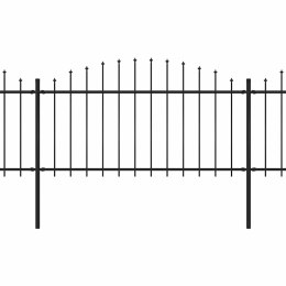 Ogrodzenie ogrodowe z włócznią, stalowe, 1070x150 cm, czarne