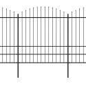 Ogrodzenie ogrodowe z włócznią, stalowe, 1248 x 200 cm, czarne