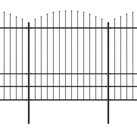 Ogrodzenie ogrodowe z włócznią, stalowe, 1248 x 200 cm, czarne