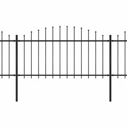 Ogrodzenie ogrodowe z włócznią, stalowe, 1426 x 150 cm, czarne