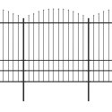 Ogrodzenie ogrodowe z włócznią, stalowe, 1426 x 200 cm, czarne