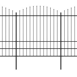 Ogrodzenie ogrodowe z włócznią, stalowe, 1426 x 200 cm, czarne