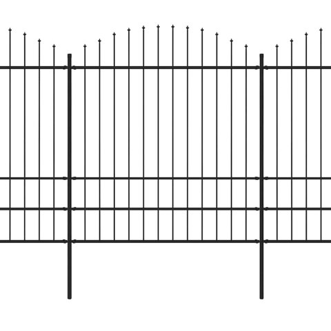 Ogrodzenie ogrodowe z włócznią, stalowe, 1426 x 200 cm, czarne