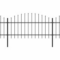 Ogrodzenie ogrodowe z włócznią, stalowe, 1603,5x125 cm, czarne