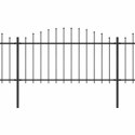 Ogrodzenie ogrodowe z włócznią, stalowe, 1781,5 x 150 cm, czarne
