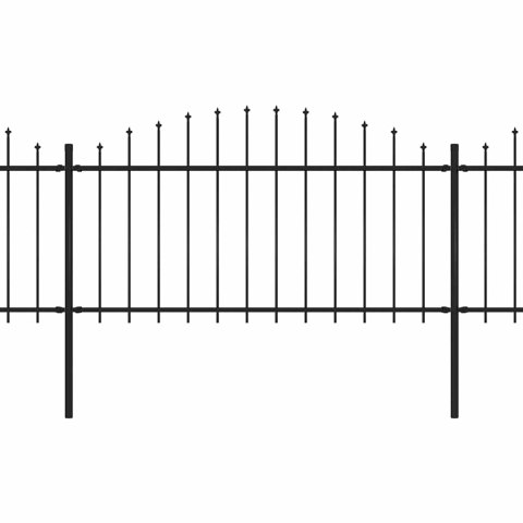 Ogrodzenie ogrodowe z włócznią, stalowe, 1781,5 x 150 cm, czarne