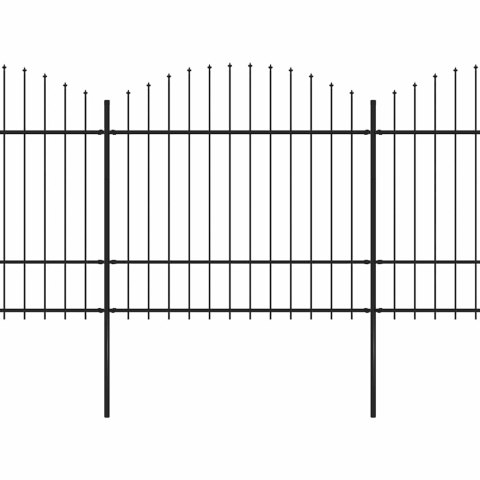 Ogrodzenie ogrodowe z włócznią, stalowe, 1781,5 x 175 cm, czarne