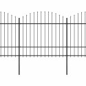 Ogrodzenie ogrodowe z włócznią, stalowe, 892,5 x 175 cm, czarne