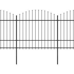 Ogrodzenie ogrodowe z włócznią, stalowe, 892,5 x 175 cm, czarne