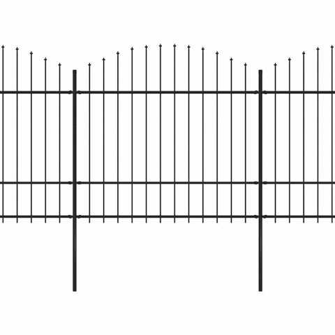 Ogrodzenie ogrodowe z włócznią, stalowe, 892,5 x 175 cm, czarne
