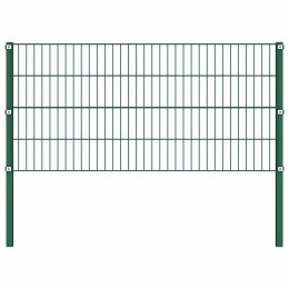 Panel ogrodzeniowy ze słupkami żelaznymi 1212x80 cm zielony