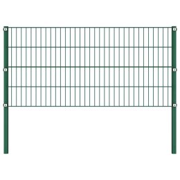 Panel ogrodzeniowy ze słupkami żelaznymi 1385x80 cm zielony