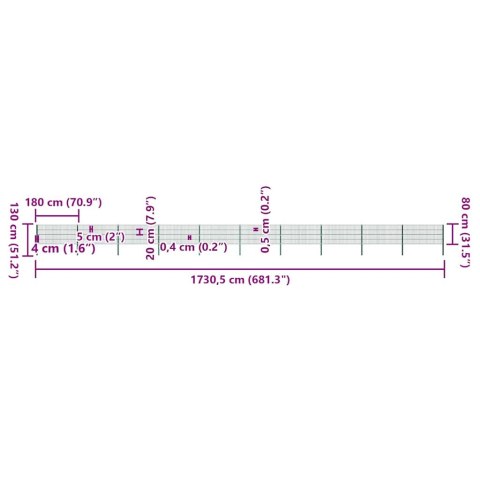 Panel ogrodzeniowy ze słupkami żelaznymi 1730x80 cm zielony