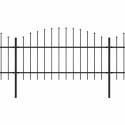 Panele ogrodzeniowe z grotami, stal, (1-1,25) x 13,6 m, czarne