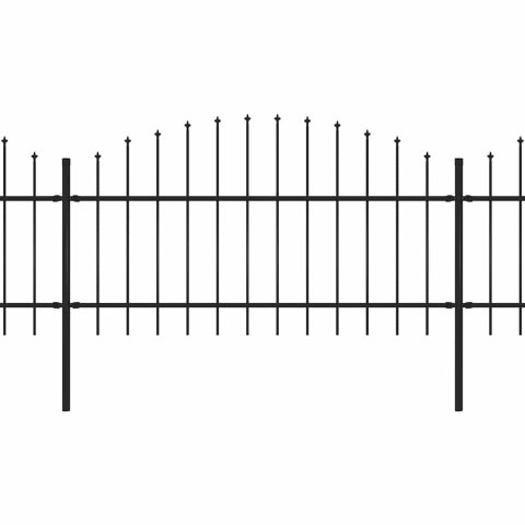 Panele ogrodzeniowe z grotami, stal, (1-1,25) x 13,6 m, czarne