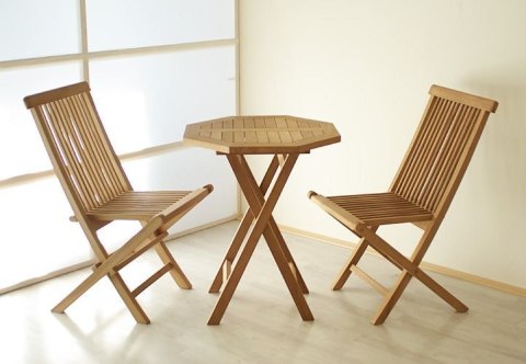 Zestaw mebli ogrodowych Gardenay z drewna tekowego 2 krzesła + 1 stół