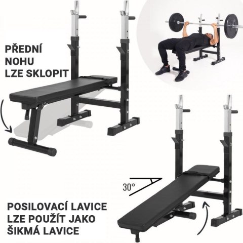 Gorilla Sport Ławka do ćwiczeń ze stojakiem, czarna